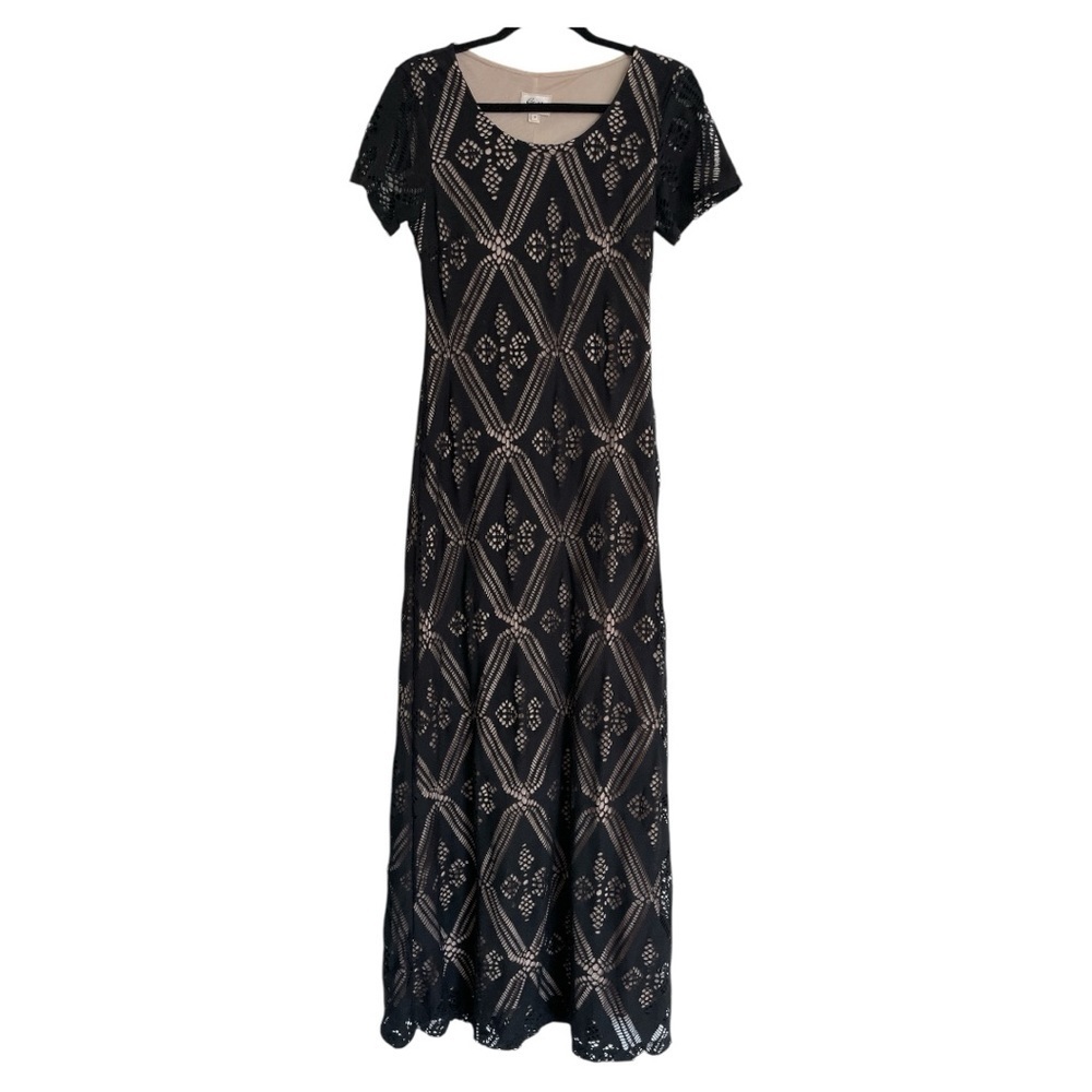 Beige by eci Black and Cream Maxi Dress Size 4